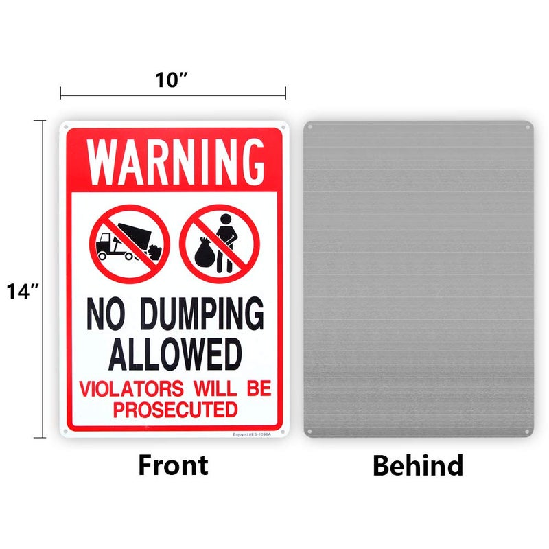 Enjoyist No Dumping Allowed - Violators will be Prosecuted Sign, 14"x 10" .04" Aluminum Reflective Sign Rust Free Aluminum-UV Protected and Weatherproof - Image 2